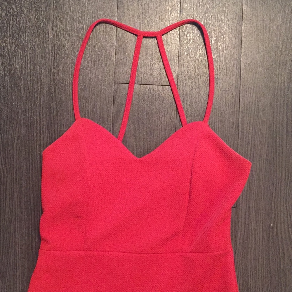 Red Ribbed Dress - Picture 2 of 4