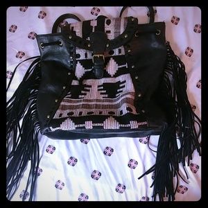 Vintage look leather backpack