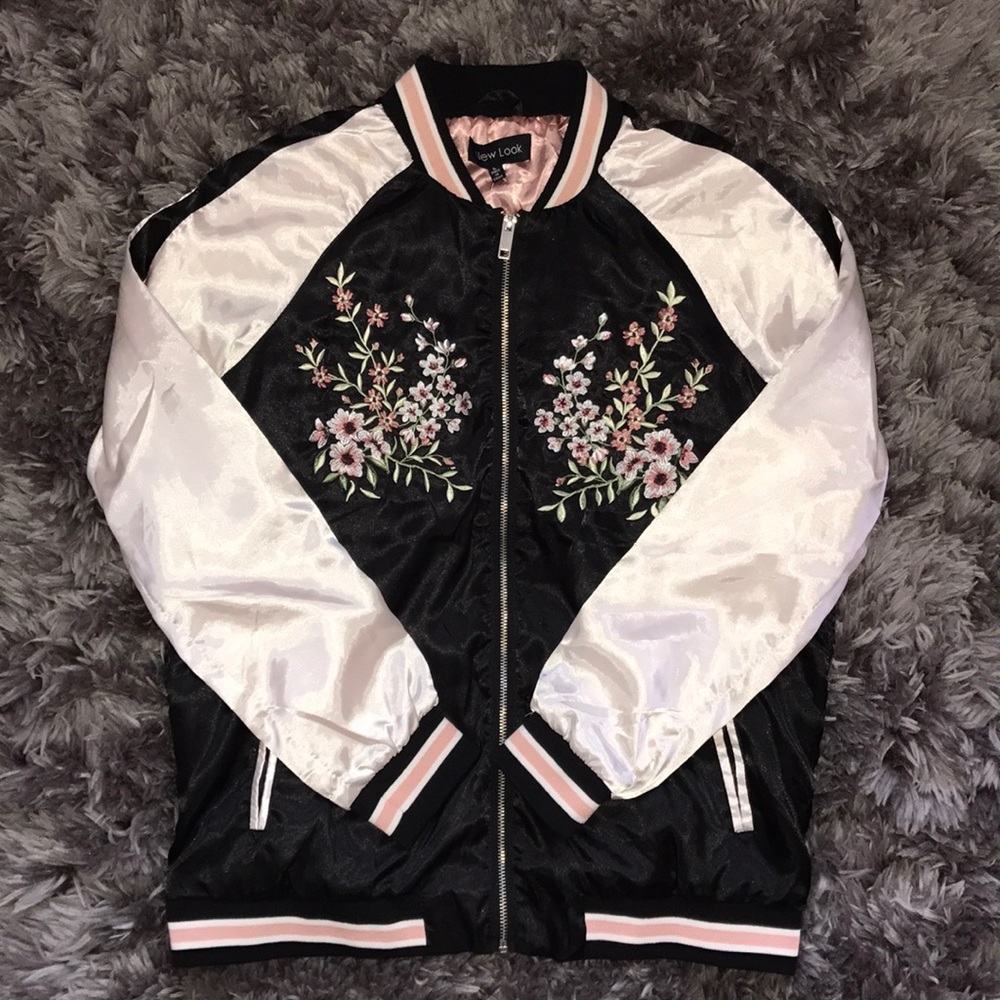 NWT Black Satin Bomber