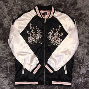 NWT Black Satin Bomber