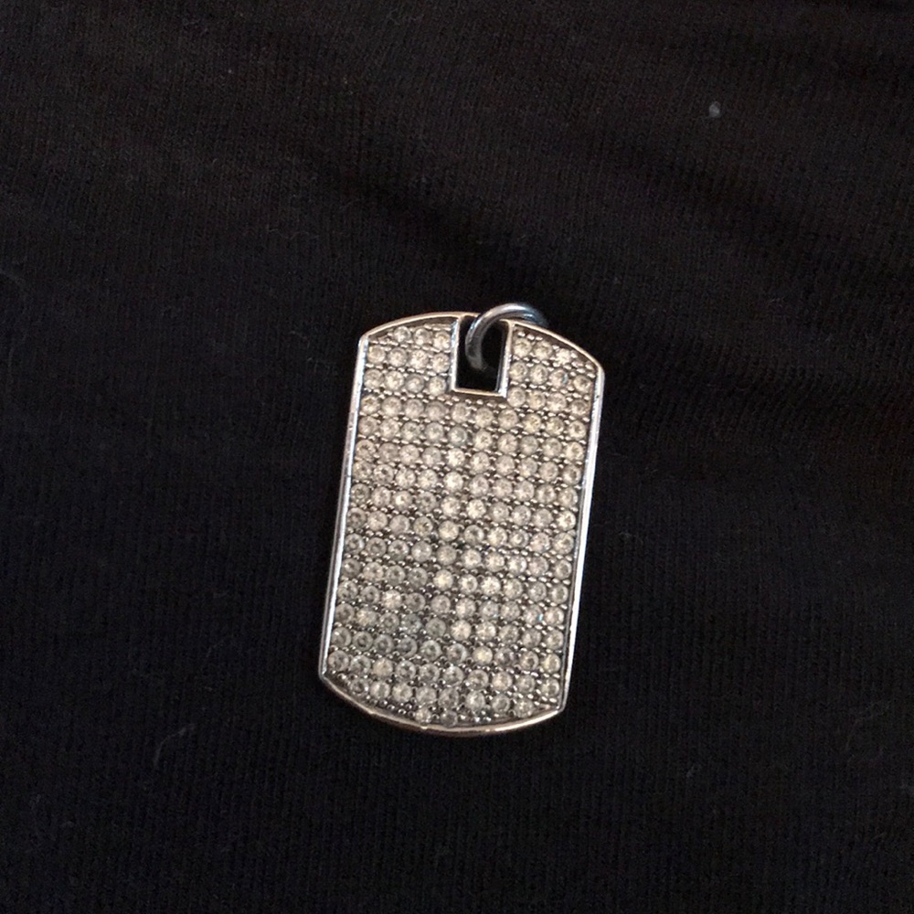 CZ dog tag charm