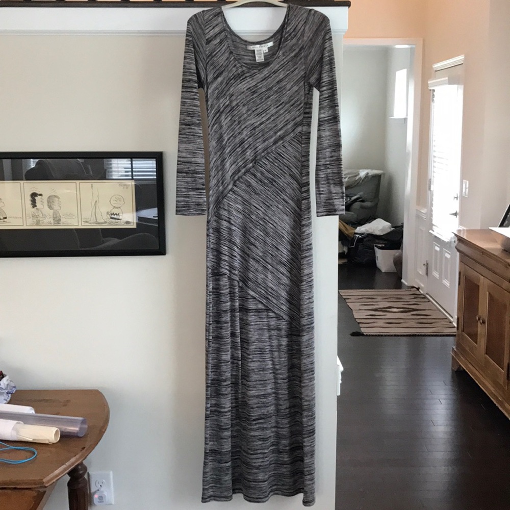 Gray striped maxi dress