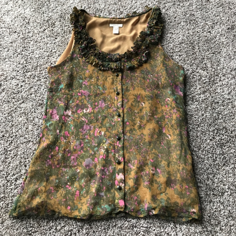 J Crew sleeveless silk shirt