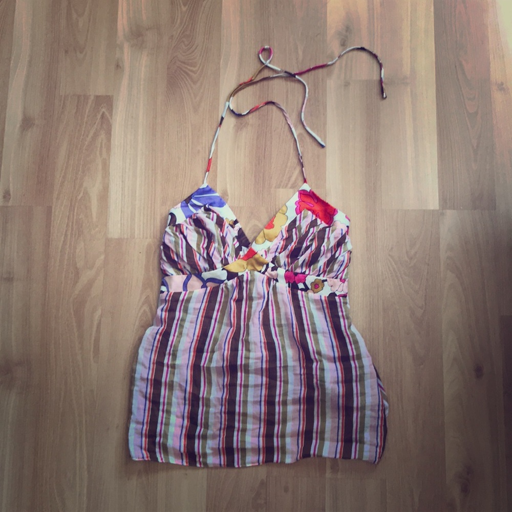 Floral and patterned halter top, barely worn!