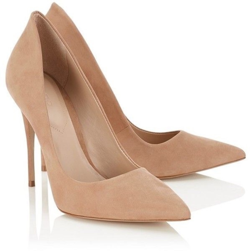 Wild Diva Lounge Pointed Suede Nude Heel