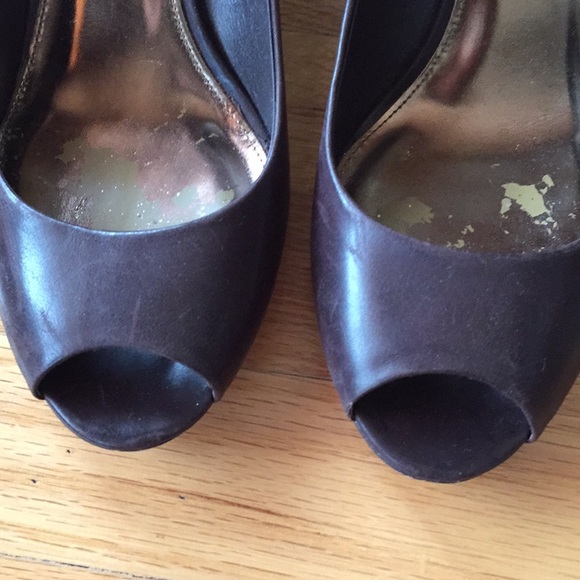 Brown coach wedged peep toe shoes - Picture 2 of 6