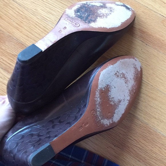 Brown coach wedged peep toe shoes - Picture 6 of 6