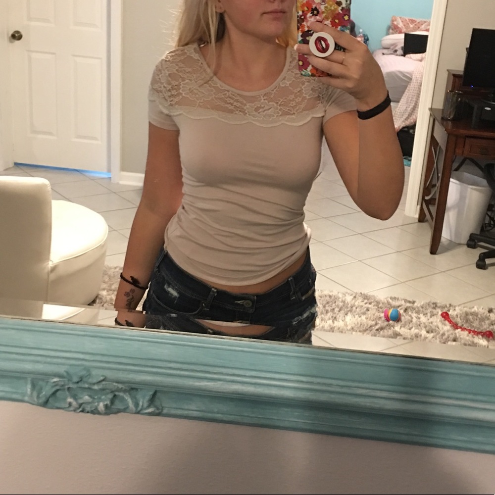 Blush shirt with lace top