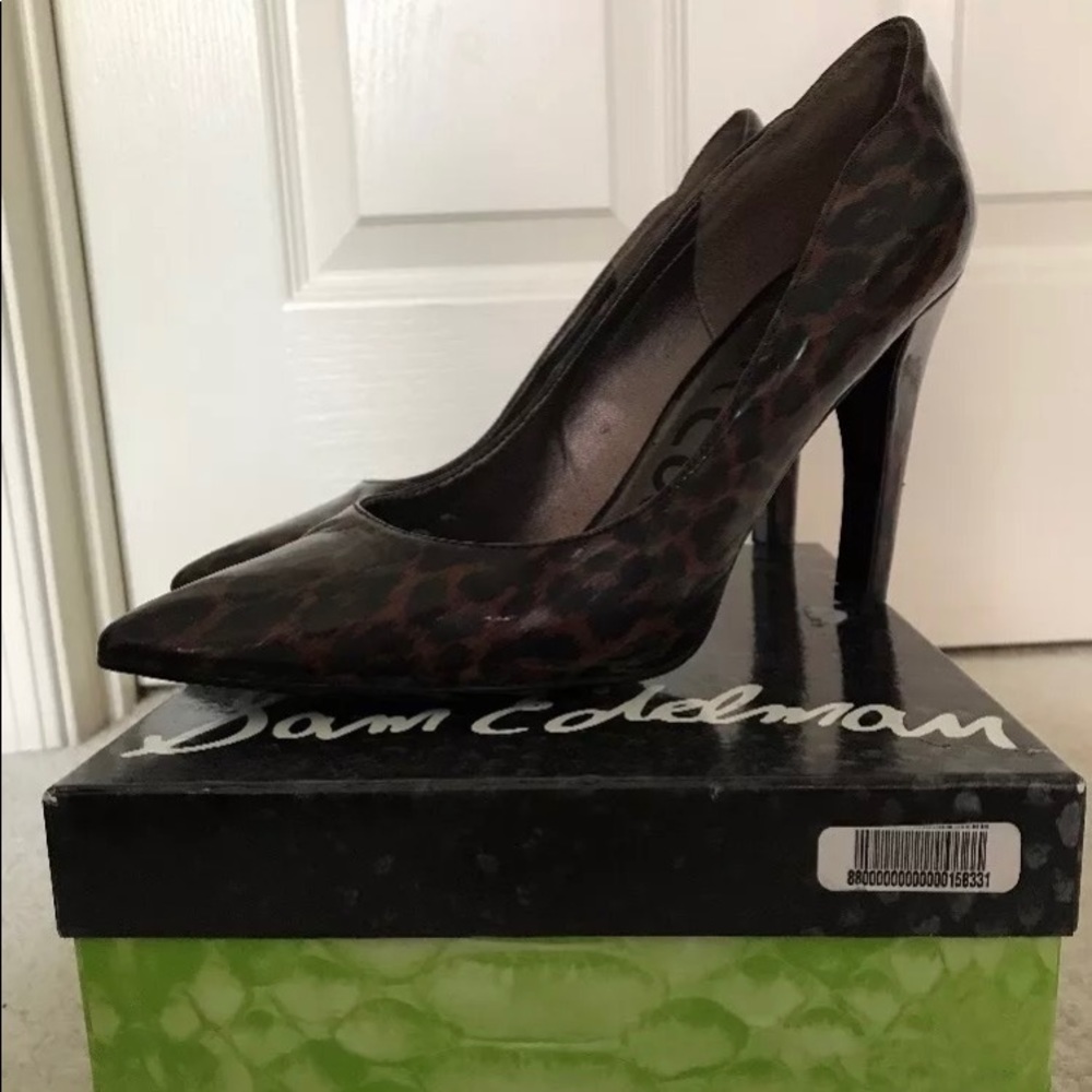 SAM EDELMAN-LEOPARD PRINT HEELS-SADI-FAUX PATENT