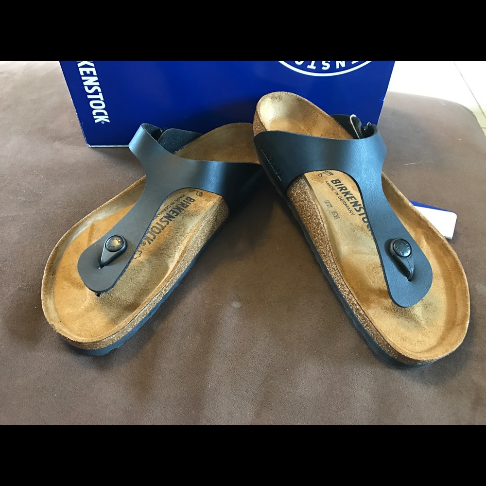 New Birkenstock Gizeh Birko black sandals Size 39