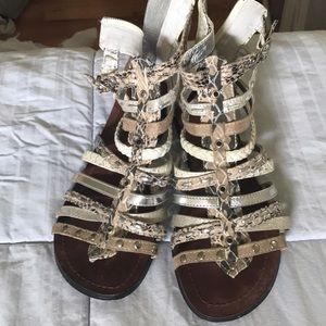ALDO snakeskin + metallic sandals