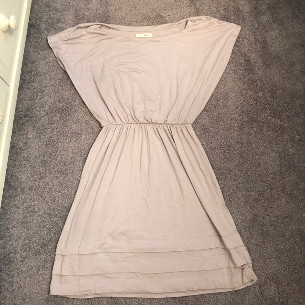 Lush Beige Cap Sleeved Dress