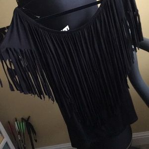 On/ off the shoulder fringe top