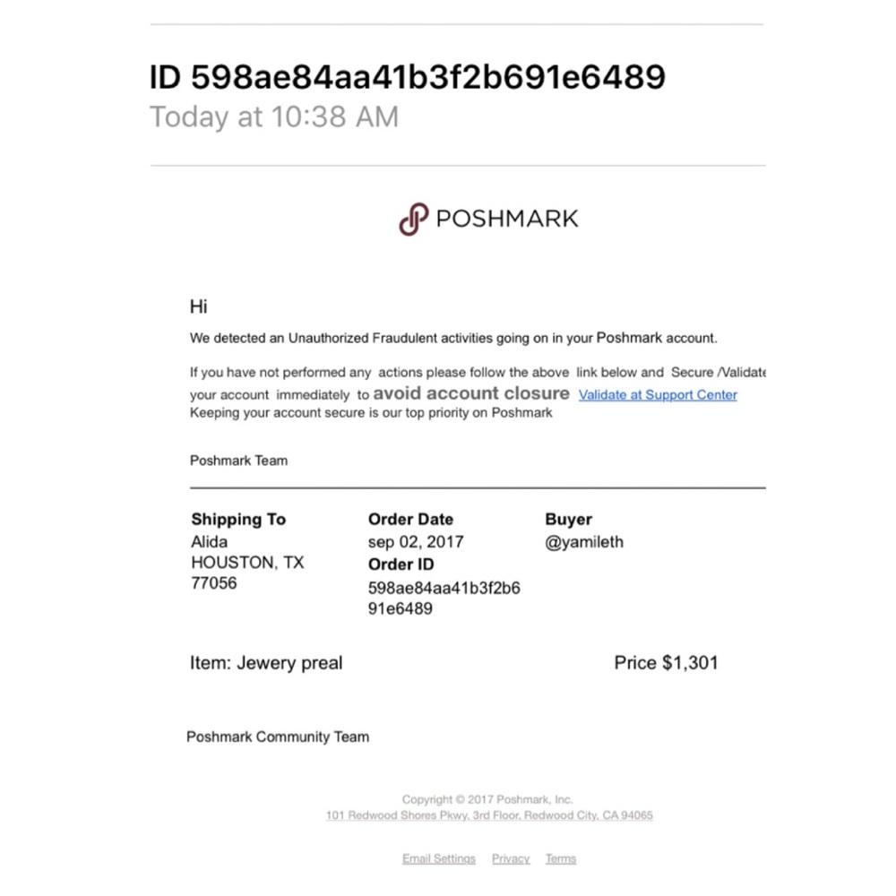 FYI BEWARE!! Phishing scam emails