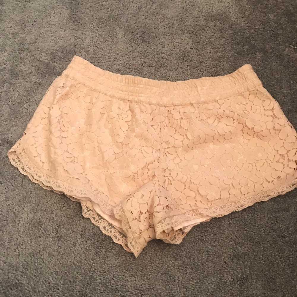 Talula Light Pink Lace Shorts (Aritzia)