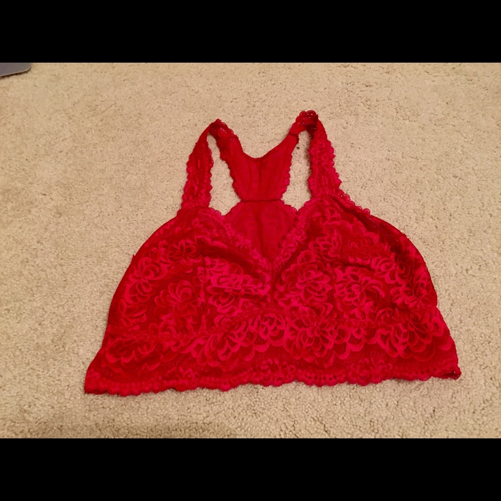 Plus red lace racerback bralette