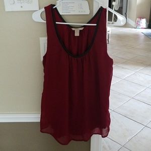 Burgandy colored crepe top