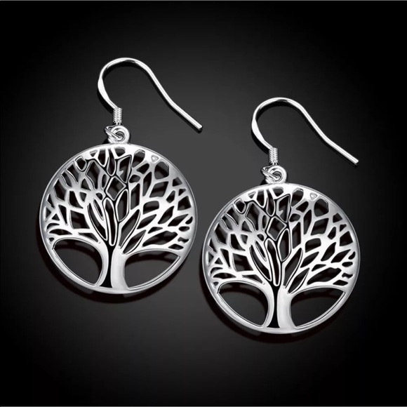 NWOT Silver Tree of Life Wired Earrings - Picture 2 of 3
