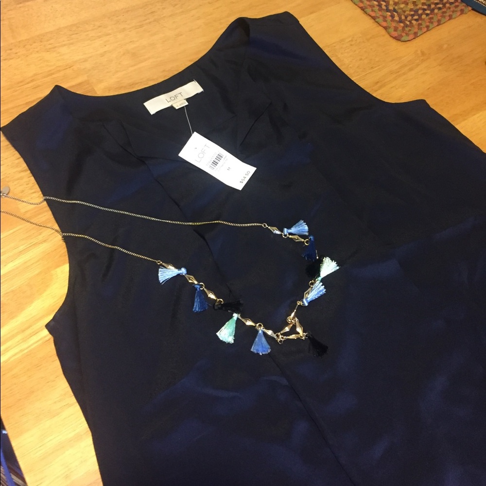 LOFT BLOUSE NAVY BLUE