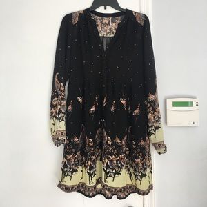 Free people black flower dress Medium