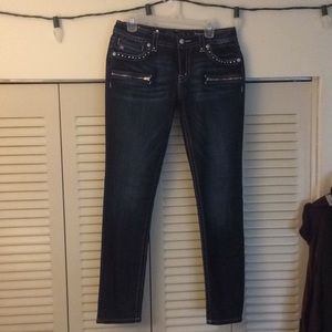 Rhinestones and studs Miss Me skinny jeans