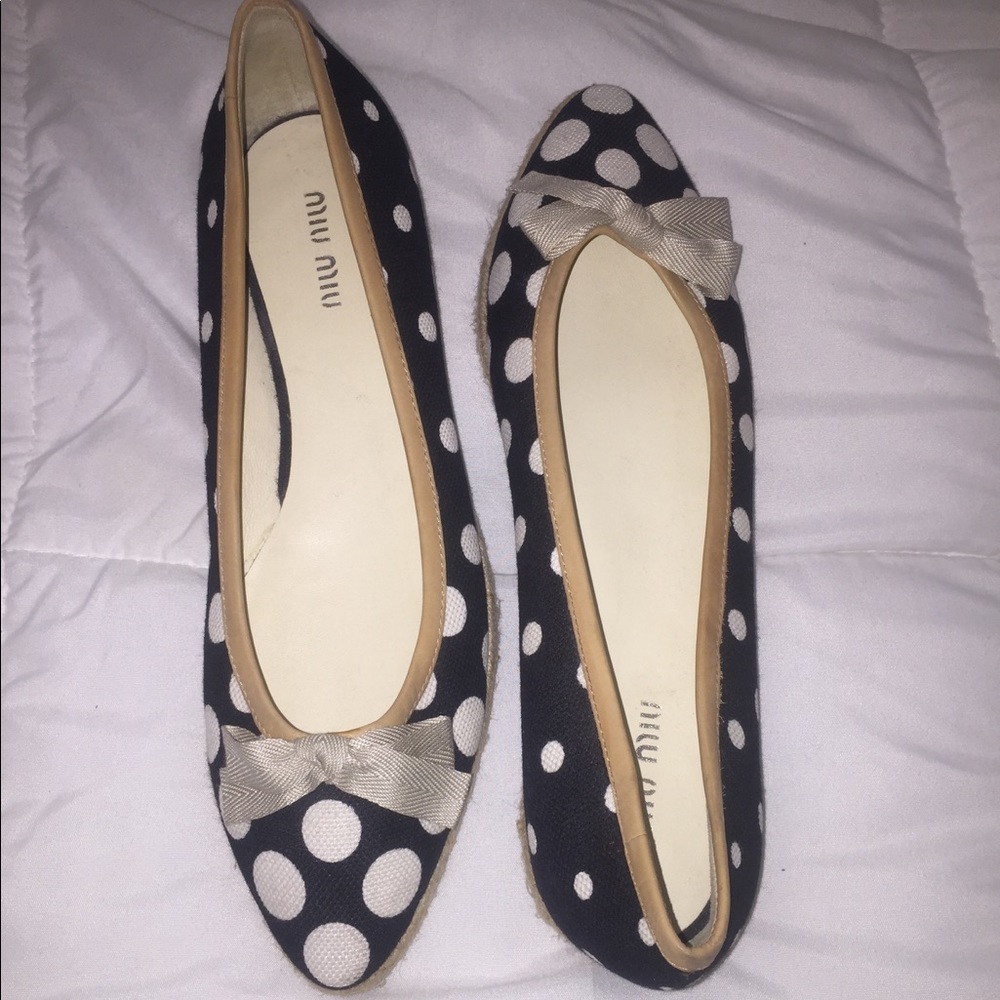 Miu Miu polka dot espadrille flats