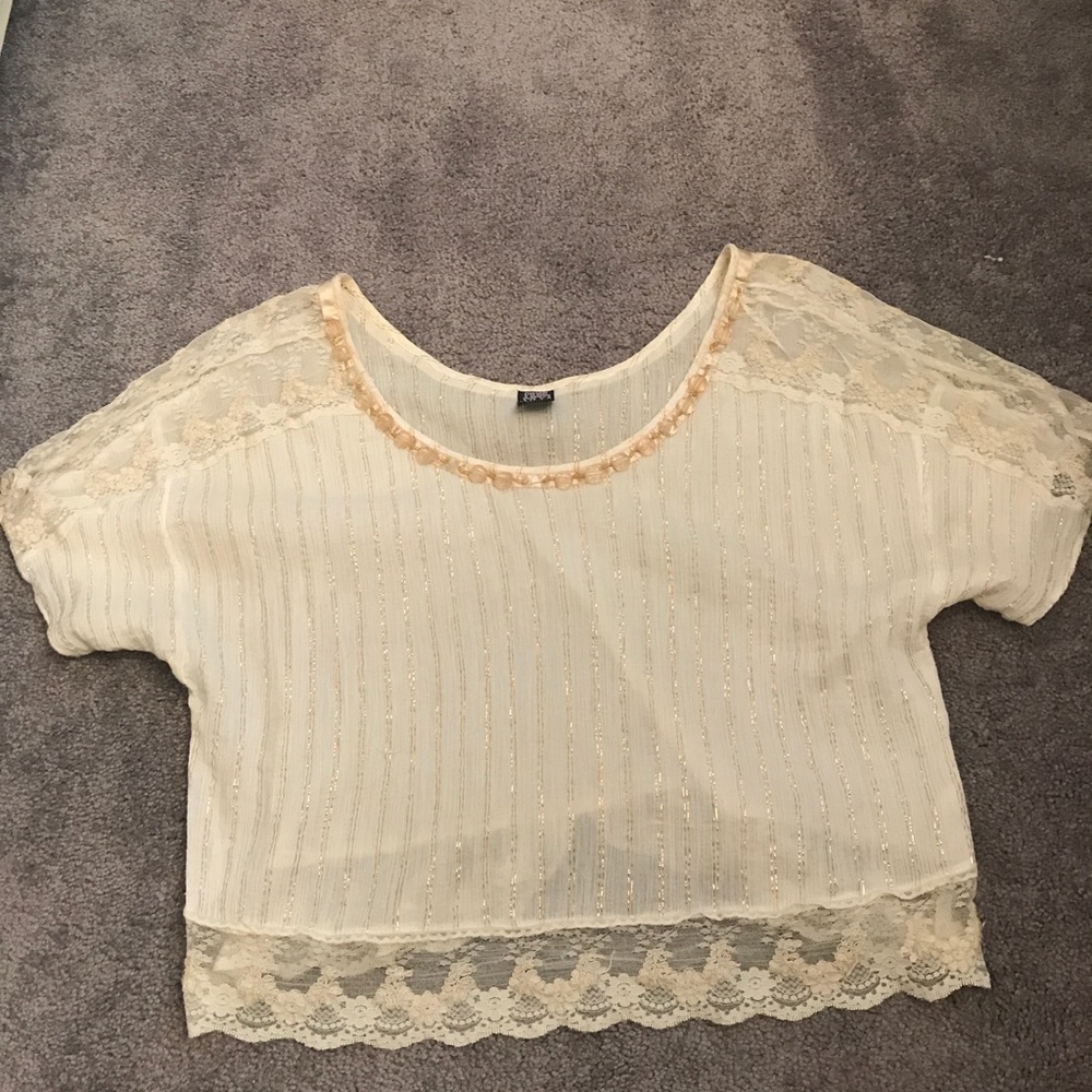 Free People Gold and Cream Lace Crop