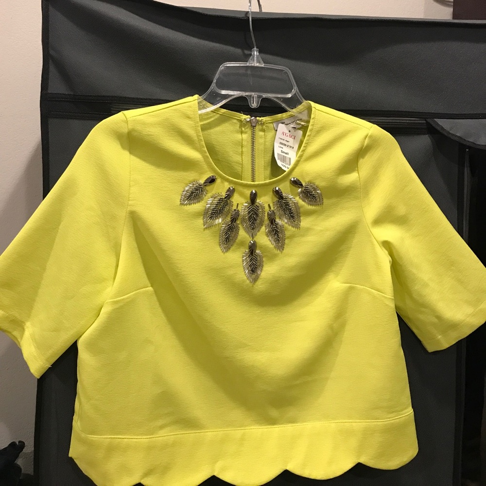 🆕Agaci yellow beaded embellished top small🍑