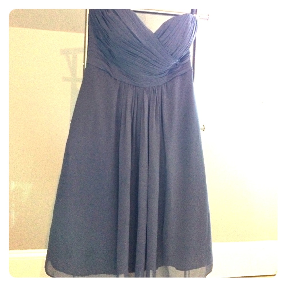 Slate gray bridesmaid's dress