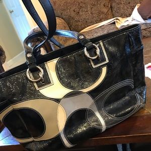 Black leather coach bag