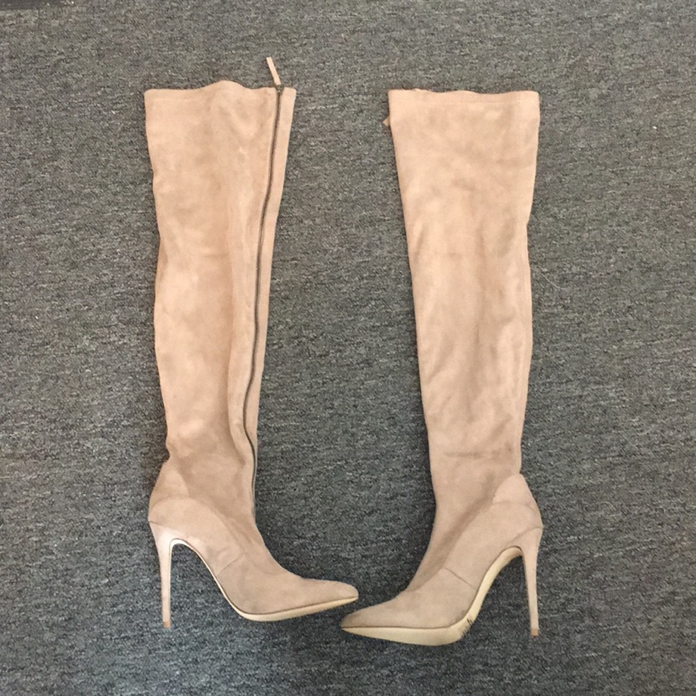 Over the knee tan high heal boots