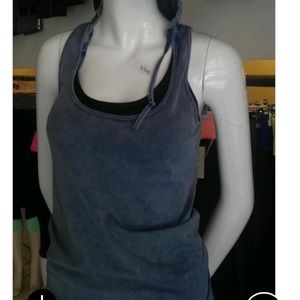 Workout hooded tank Smokey blue