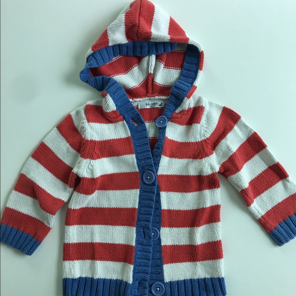 Baby Boden Striped Button Cardigan Hoodie