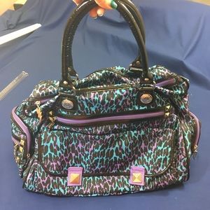 Betsey Johnson Purple & Blue Leopard Weekender Bag