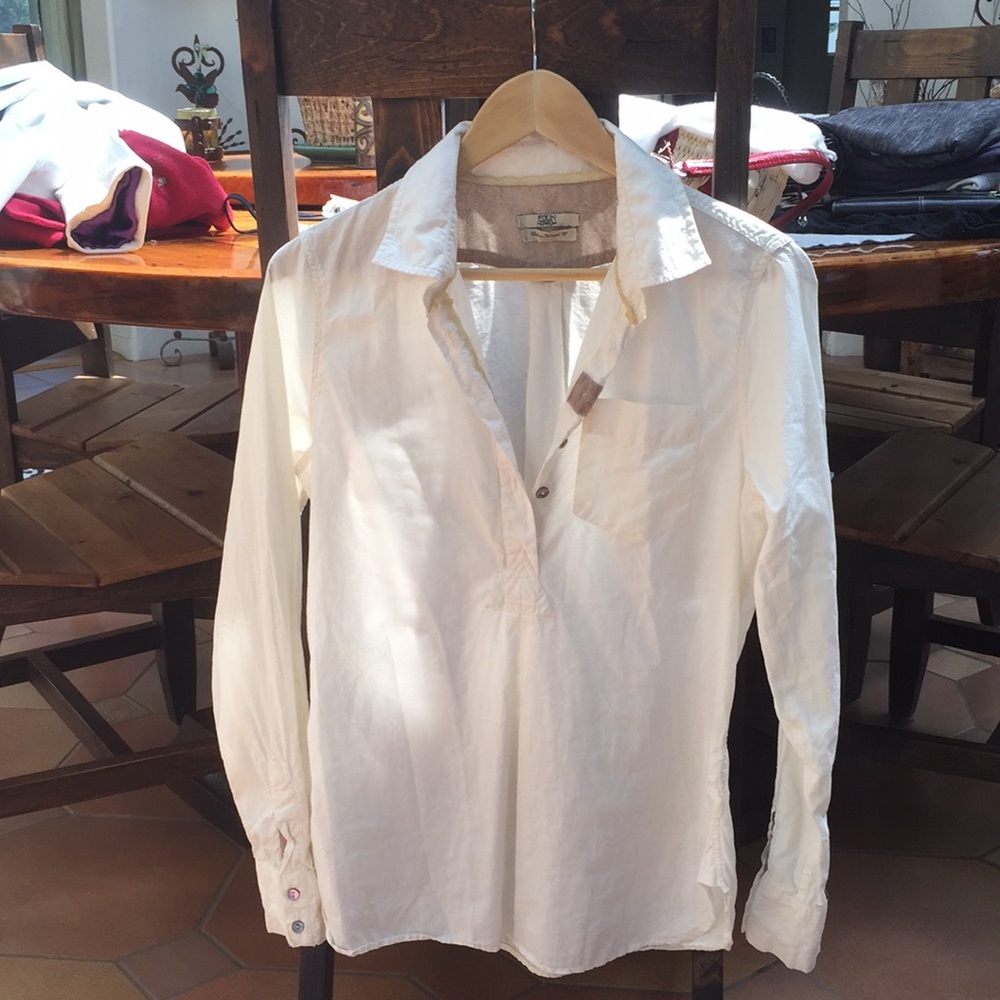 Cotton Henley style blouse designed by Bonos wife