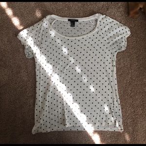 Forever 21 black and white polka dot cotton tshirt