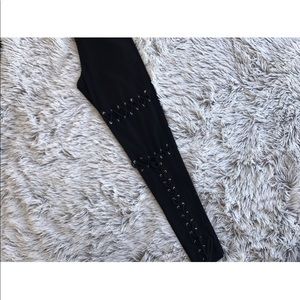 High waisted lace up leggings