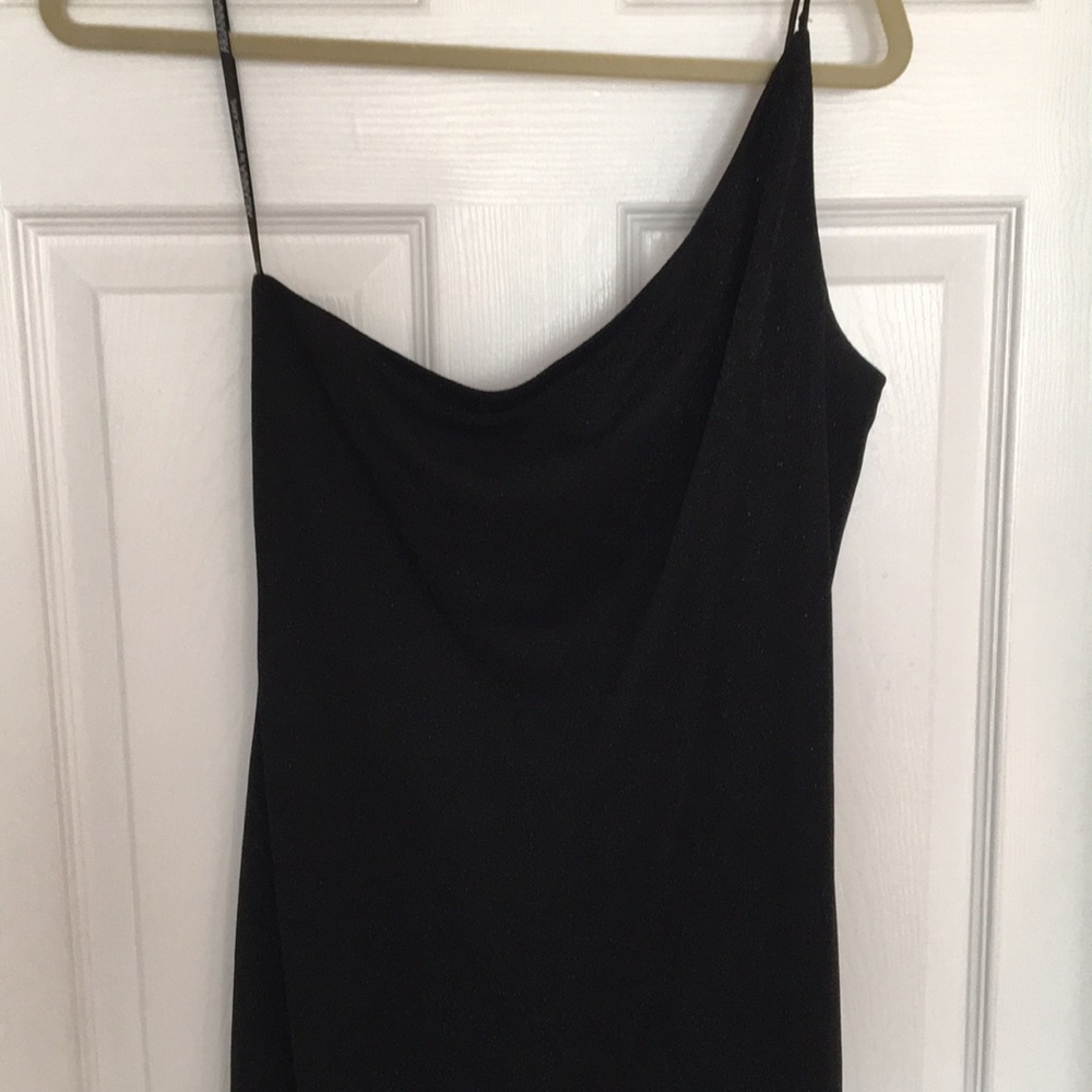 One shoulder sparkly black dress