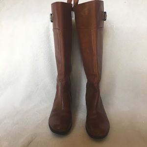 100% Leather Bandolino Tan Heeled Knee-High Boots