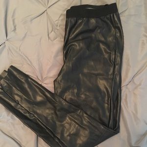 Faux leather ankle pants