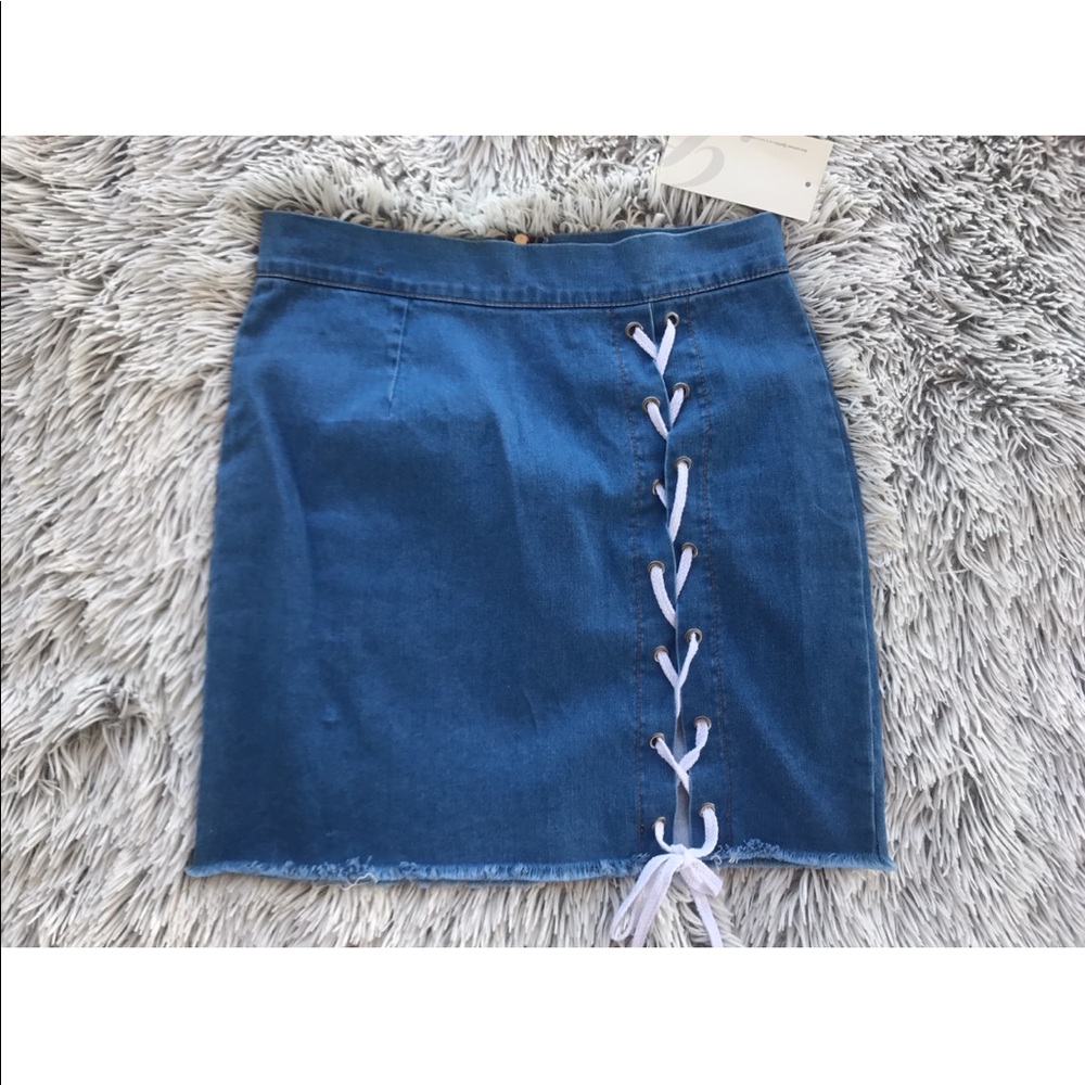 Denim Lace Up Skirt