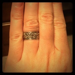 Art Deco dog wood flower sterling silver band