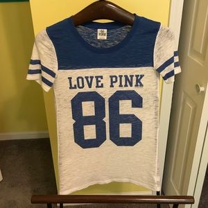 Victoria's Secret blue and white jersey shirt