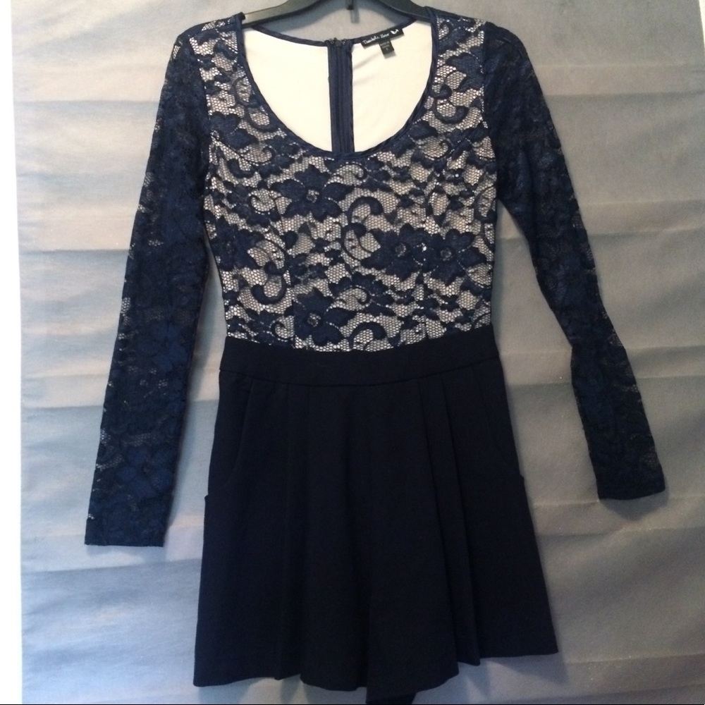 Dark Blue Lace Romper