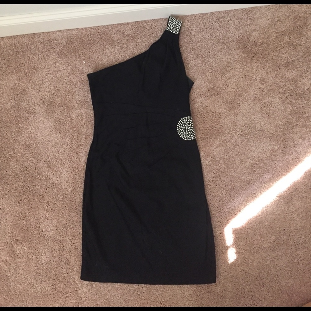 One shoulder little black dress