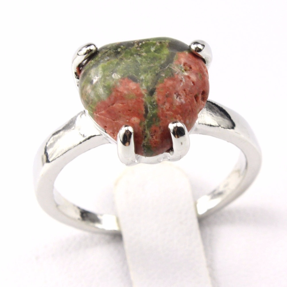 5/$25 Silver Plate Anyolite Gemstone Ring Size 6