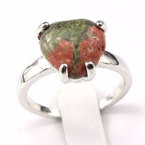 5/$25 Silver Plate Anyolite Gemstone Ring Size 6
