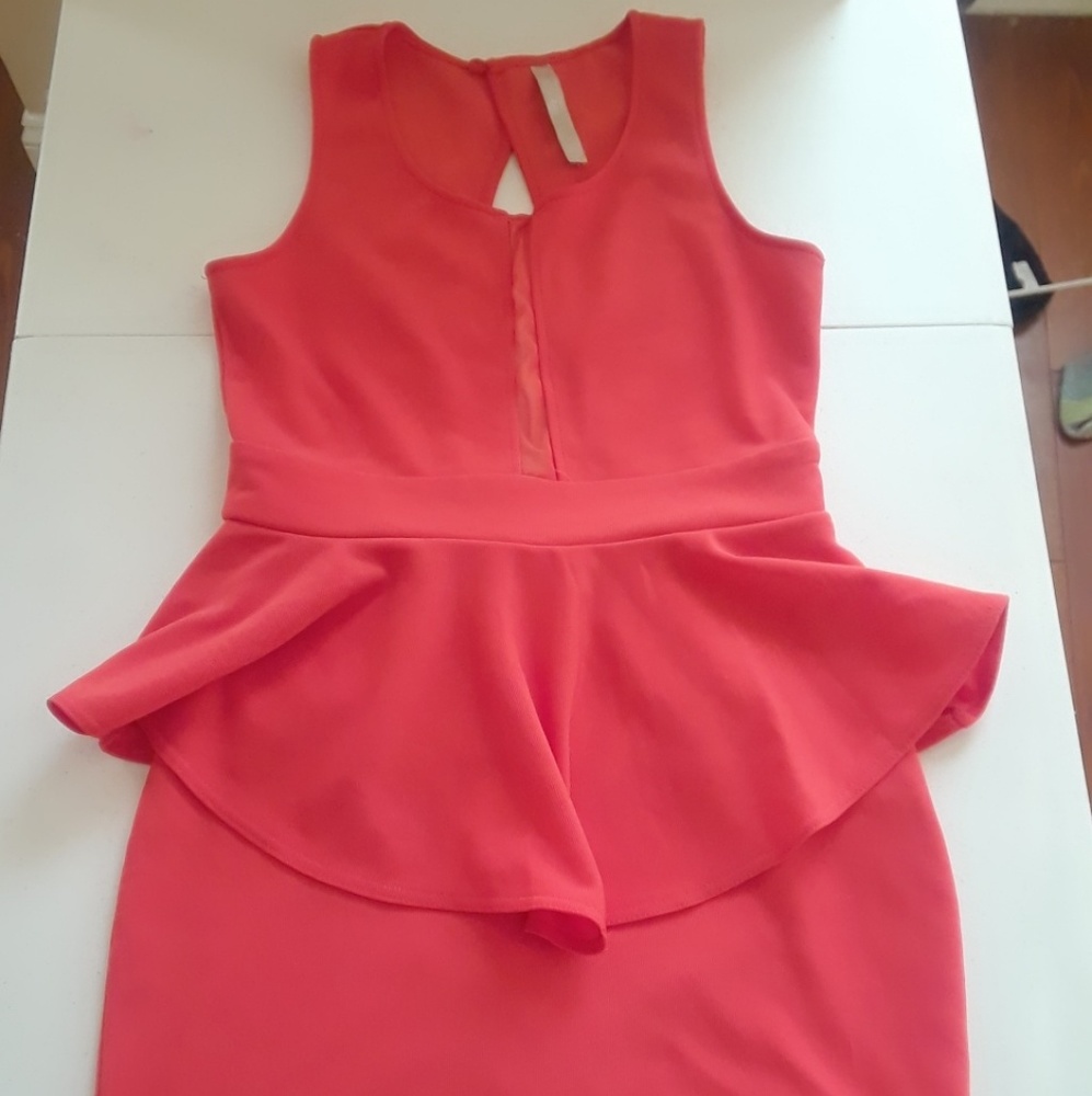 Coral Peplum Dress