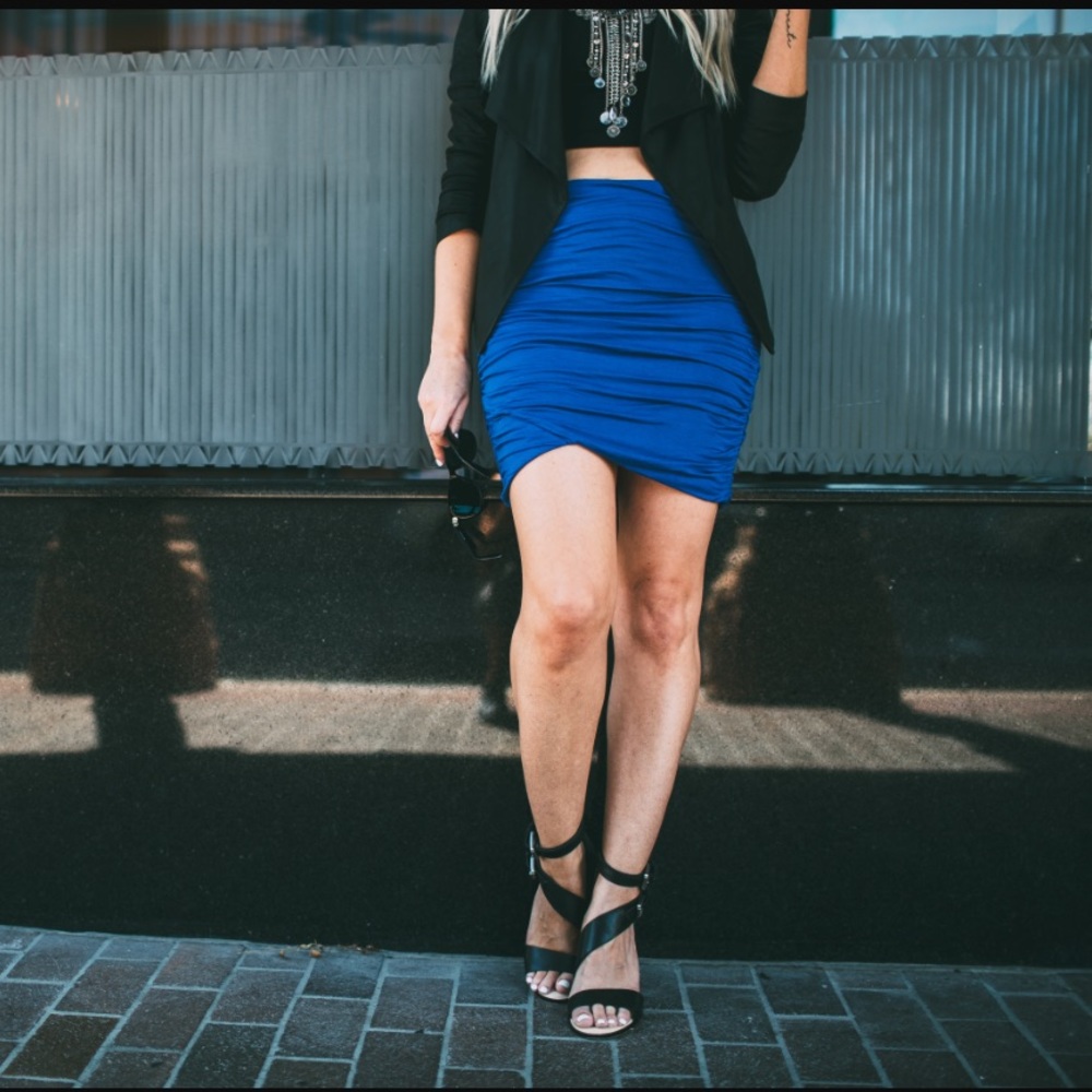 Asymmetrical cobalt blue skirt