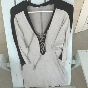 Three quarter length sleeve top.